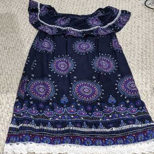 Listicle Navy and Purple Casual Dress with Paisley Pattern